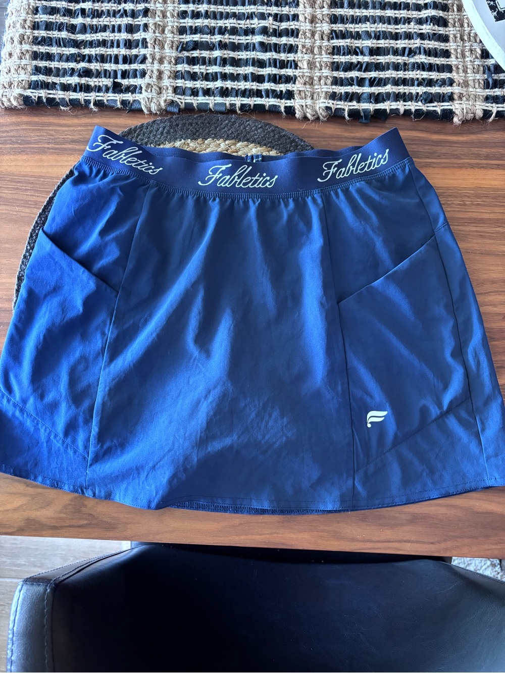 Fabletics Navy Blue Athletic Skort with Logo Waistband